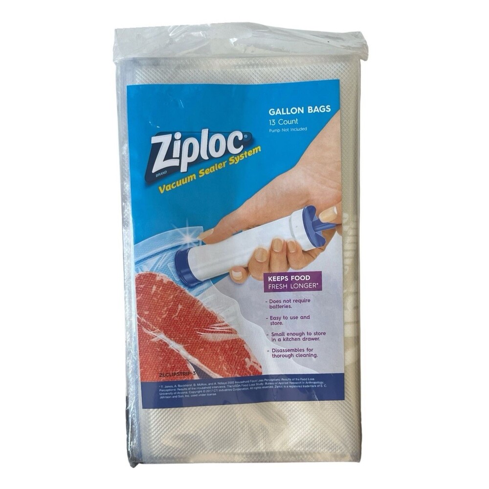 13 Gallon size Ziploc vacuum sealer refills bags also works with other brands